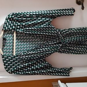 Igigi Faux Wrap Dress Green Black and Gray 14-16